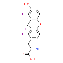 ChemSpider 2D Image | O-(4-Hydroxy-2,3-diiodophenyl)-2,3-diiodotyrosine | C15H11I4NO4