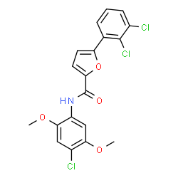 ChemSpider 2D Image | N-(4-Chloro-2,5-dimethoxyphenyl)-5-(2,3-dichlorophenyl)-2-furamide | C19H14Cl3NO4
