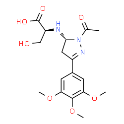 ChemSpider 2D Image | N-[(5R)-1-Acetyl-3-(3,4,5-trimethoxyphenyl)-4,5-dihydro-1H-pyrazol-5-yl]-L-serine | C17H23N3O7