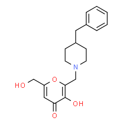 ChemSpider 2D Image | 2-[(4-Benzyl-1-piperidinyl)methyl]-3-hydroxy-6-(hydroxymethyl)-4H-pyran-4-one | C19H23NO4