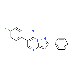 ChemSpider 2D Image | 6-(4-Chlorophenyl)-2-(4-methylphenyl)pyrazolo[1,5-a]pyrimidin-7-amine | C19H15ClN4