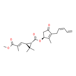 ChemSpider 2D Image | [(1S)-2-methyl-4-oxo-3-[(2Z)-penta-2,4-dienyl]cyclopent-2-en-1-yl] (1S,3S)-3-[(E)-3-methoxy-2-methyl-3-oxo-prop-1-enyl]-2,2-dimethyl-cyclopropanecarboxylate | C22H28O5