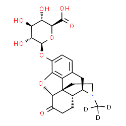 ChemSpider 2D Image | (5alpha)-17-(~2~H_3_)Methyl-6-oxo-4,5-epoxymorphinan-3-yl beta-D-glucopyranosiduronic acid | C23H24D3NO9