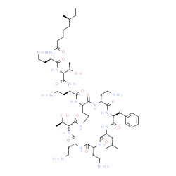 ChemSpider 2D Image | (6S)-N-[(2R)-4-Amino-1-{[(2R,3R)-1-{[(2R)-4-amino-1-oxo-1-({(3R,6R,9R,12R,15S,18R,21S)-6,9,18-tris(2-aminoethyl)-15-benzyl-3-[(1R)-1-hydroxyethyl]-12-isobutyl-2,5,8,11,14,17,20-heptaoxo-1,4,7,10,13,16
,19-heptaazacyclotricosan-21-yl}amino)-2-butanyl]amino}-3-hydroxy-1-oxo-2-butanyl]amino}-1-oxo-2-butanyl]-6-methyloctanamide | C56H98N16O13