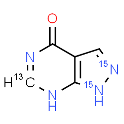 ChemSpider 2D Image | (6-~13~C,1,2-~15~N_2_)-1,7-Dihydro-4H-pyrazolo[3,4-d]pyrimidin-4-one | C413CH4N215N2O