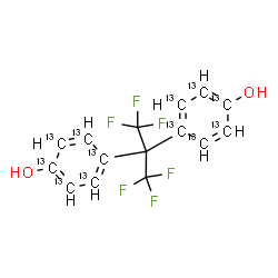 ChemSpider 2D Image | 4,4'-(1,1,1,3,3,3-Hexafluoro-2,2-propanediyl)di(~13~C_6_)phenol | C313C12H10F6O2