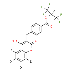 ChemSpider 2D Image | 1,1,1,3,3,3-Hexafluoro-2-methyl-2-propanyl 4-{[4-hydroxy-2-oxo(~2~H_4_)-2H-chromen-3-yl]methyl}benzoate | C21H10D4F6O5