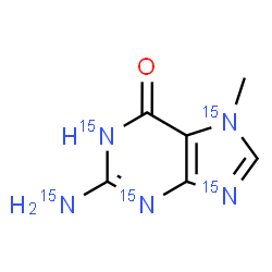 ChemSpider 2D Image | 2-(~15~N)Amino-7-methyl(~15~N_4_)-1,7-dihydro-6H-purin-6-one | C6H715N5O