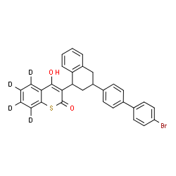 ChemSpider 2D Image | 3-[3-(4'-Bromo-4-biphenylyl)-1,2,3,4-tetrahydro-1-naphthalenyl]-4-hydroxy(~2~H_4_)-2H-thiochromen-2-one | C31H19D4BrO2S