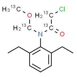 ChemSpider 2D Image | 2-Chloro-N-(2,6-diethylphenyl)-N-{[(~13~C)methyloxy](~13~C)methyl}(~13~C_2_)acetamide | C1013C4H20ClNO2