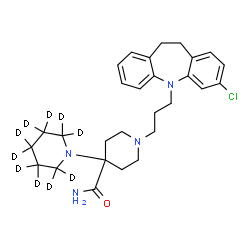 ChemSpider 2D Image | 1'-[3-(3-Chloro-10,11-dihydro-5H-dibenzo[b,f]azepin-5-yl)propyl](2,2,3,3,4,4,5,5,6,6-~2~H_10_)-1,4'-bipiperidine-4'-carboxamide | C28H27D10ClN4O