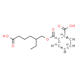 ChemSpider 2D Image | 2-{[(5-Carboxy-2-ethylpentyl)oxy]carbonyl}(~13~C_6_)benzoic acid | C1013C6H20O6
