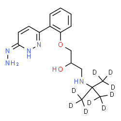 ChemSpider 2D Image | 1-{2-[(6Z)-6-Hydrazono-1,6-dihydro-3-pyridazinyl]phenoxy}-3-{[2-(~2~H_3_)methyl(~2~H_6_)-2-propanyl]amino}-2-propanol | C17H16D9N5O2