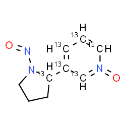 ChemSpider 2D Image | 3-[1-Nitroso(2-~13~C)-2-pyrrolidinyl](~13~C_5_)pyridine 1-oxide | C313C6H11N3O2