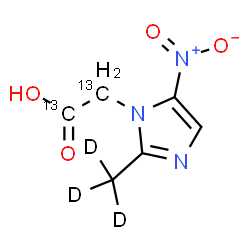 ChemSpider 2D Image | [2-(~2~H_3_)Methyl-5-nitro-1H-imidazol-1-yl](~13~C_2_)acetic acid | C413C2H4D3N3O4