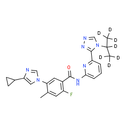 ChemSpider 2D Image | 5-(4-Cyclopropyl-1H-imidazol-1-yl)-2-fluoro-4-methyl-N-(6-{4-[(~2~H_7_)-2-propanyl]-4H-1,2,4-triazol-3-yl}-2-pyridinyl)benzamide | C24H17D7FN7O