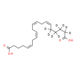 ChemSpider 2D Image | (5Z,8Z,11Z,14Z)-(16,16,17,17,18,18,19,19-~2~H_8_)-5,8,11,14-Icosatetraenedioic acid | C20H22D8O4