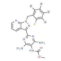 ChemSpider 2D Image | Methyl [4,6-diamino-2-(1-{[2-fluoro(~2~H_4_)phenyl]methyl}-1H-pyrazolo[3,4-b]pyridin-3-yl)-5-pyrimidinyl]carbamate | C19H13D4FN8O2