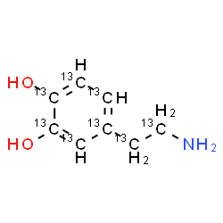 ChemSpider 2D Image | 4-[2-Amino(~13~C_2_)ethyl]-1,2-(~13~C_6_)benzenediol | 13C8H11NO2