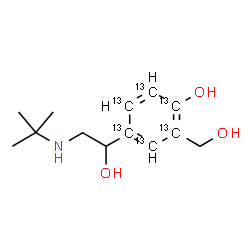 ChemSpider 2D Image | 2-(Hydroxymethyl)-4-{1-hydroxy-2-[(2-methyl-2-propanyl)amino]ethyl}(~13~C_6_)phenol | C713C6H21NO3