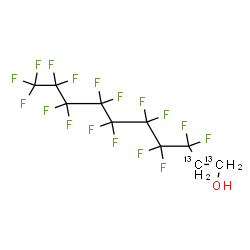 ChemSpider 2D Image | 3,3,4,4,5,5,6,6,7,7,8,8,9,9,10,10,10-Heptadecafluoro-1-(1,2-~13~C_2_)decanol | C813C2H5F17O