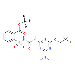 ChemSpider 2D Image | (~2~H_3_)Methyl 2-({[4-(dimethylamino)-6-(2,2,2-trifluoroethoxy)-1,3,5-triazin-2-yl]carbamoyl}sulfamoyl)-3-methylbenzoate | C17H16D3F3N6O6S