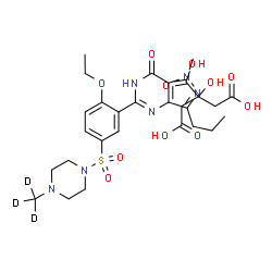 ChemSpider 2D Image | 5-(2-Ethoxy-5-{[4-(~2~H_3_)methyl-1-piperazinyl]sulfonyl}phenyl)-1-methyl-3-propyl-1,6-dihydro-7H-pyrazolo[4,3-d]pyrimidin-7-one 2-hydroxy-1,2,3-propanetricarboxylate (1:1) | C28H35D3N6O11S