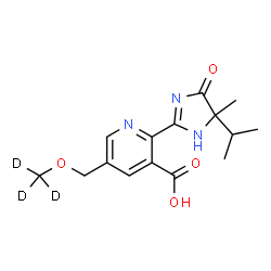 ChemSpider 2D Image | 2-(5-Isopropyl-5-methyl-4-oxo-4,5-dihydro-1H-imidazol-2-yl)-5-{[(~2~H_3_)methyloxy]methyl}nicotinic acid | C15H16D3N3O4