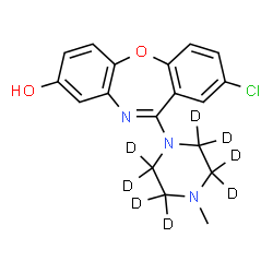 ChemSpider 2D Image | 2-Chloro-11-[4-methyl(~2~H_8_)-1-piperazinyl]dibenzo[b,f][1,4]oxazepin-8-ol | C18H10D8ClN3O2
