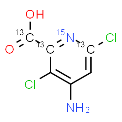 ChemSpider 2D Image | 4-Amino-3,6-dichloro-2-(2,6-~13~C_2_,~15~N)pyridine(~13~C)carboxylic acid | C313C3H4Cl2N15NO2