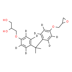 ChemSpider 2D Image | 3-{[4-{2-[4-(2-Oxiranylmethoxy)(~2~H_4_)phenyl]-2-propanyl}(~2~H_4_)phenyl]oxy}-1,2-propanediol | C21H18D8O5