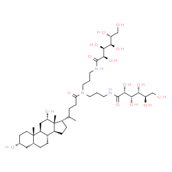 ChemSpider 2D Image | (2R,3S,4R,5R,2'R,3'S,4'R,5'R)-N,N'-[({4-[(3R,5R,8R,9S,10S,12S,13R,14S,17S)-3,12-Dihydroxy-10,13-dimethylhexadecahydro-1H-cyclopenta[a]phenanthren-17-yl]pentanoyl}imino)di-3,1-propanediyl]bis(2,3,4,5,6
-pentahydroxyhexanamide) (non-preferred name) | C42H75N3O15