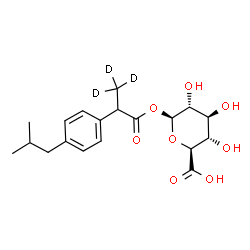 ChemSpider 2D Image | 1-O-[2-(4-Isobutylphenyl)(3,3,3-~2~H_3_)propanoyl]-beta-D-glucopyranuronic acid | C19H23D3O8