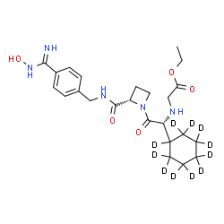 ChemSpider 2D Image | Ethyl N-{(1R)-1-(~2~H_11_)cyclohexyl-2-[(2S)-2-{[4-(N-hydroxycarbamimidoyl)benzyl]carbamoyl}-1-azetidinyl]-2-oxoethyl}glycinate | C24H24D11N5O5