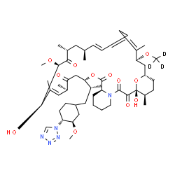 ChemSpider 2D Image | (1R,9S,12S,15R,16E,18R,19R,21R,23S,24E,30S,32S,35R)-1,18-Dihydroxy-19-methoxy-12-{(2R)-1-[(3R,4R)-3-methoxy-4-(1H-tetrazol-1-yl)cyclohexyl]-2-propanyl}-15,17,21,23,29,35-hexamethyl-30-[(~2~H_3_)methyl
oxy]-11,36-dioxa-4-azatricyclo[30.3.1.0~4,9~]hexatriaconta-16,24,26,28-tetraene-2,3,10,14,20-pentone | C52H76D3N5O12