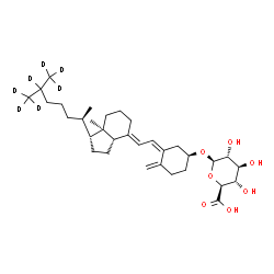 ChemSpider 2D Image | (3S,5Z,7E)-(25,26,26,26,27,27,27-~2~H_7_)-9,10-Secocholesta-5,7,10-trien-3-yl beta-D-glucopyranosiduronic acid | C33H45D7O7