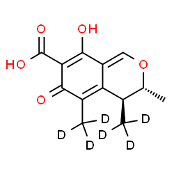 ChemSpider 2D Image | (3R,4S)-8-Hydroxy-3-methyl-4,5-bis[(~2~H_3_)methyl]-6-oxo-4,6-dihydro-3H-isochromene-7-carboxylic acid | C13H8D6O5