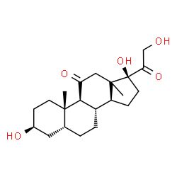 ChemSpider 2D Image | (3beta,5beta,13xi,17alpha)-3,17,21-Trihydroxypregnane-11,20-dione | C21H32O5