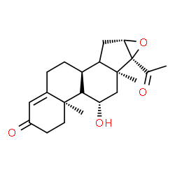 ChemSpider 2D Image | (9xi,11beta,14xi,16beta)-11-Hydroxy-16,17-epoxypregn-4-ene-3,20-dione | C21H28O4