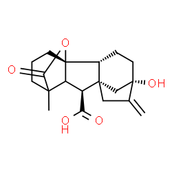 ChemSpider 2D Image | (1R,2R,5S,8S,9S)-5-Hydroxy-11-methyl-6-methylene-16-oxo-15-oxapentacyclo[9.3.2.1~5,8~.0~1,10~.0~2,8~]heptadecane-9-carboxylic acid | C19H24O5