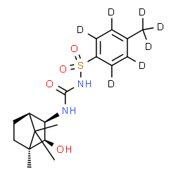 ChemSpider 2D Image | N-{[(1R,2R,3S,4S)-3-Hydroxy-4,7,7-trimethylbicyclo[2.2.1]hept-2-yl]carbamoyl}-4-(~2~H_3_)methyl(~2~H_4_)benzenesulfonamide | C18H19D7N2O4S