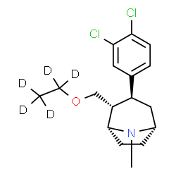 ChemSpider 2D Image | (1R,2R,3S,5S)-3-(3,4-Dichlorophenyl)-2-{[(~2~H_5_)ethyloxy]methyl}-8-methyl-8-azabicyclo[3.2.1]octane | C17H18D5Cl2NO