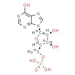 ChemSpider 2D Image | 9-[5-O-(~13~C_5_)Phosphono-beta-D-ribofuranosyl]-9H-purin-6-ol | C513C5H13N4O8P