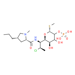 ChemSpider 2D Image | Methyl (5R)-5-[(1S,2R)-2-chloro-1-{[(4S)-1-methyl-4-propyl-L-prolyl]amino}propyl]-2-O-phosphono-1-thio-beta-L-glycero-pentopyranoside | C18H34ClN2O8PS