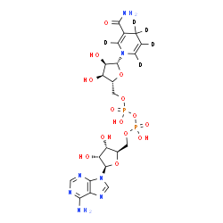 ChemSpider 2D Image | [[(2R,3S,4R,5R)-5-(6-aminopurin-9-yl)-3,4-dihydroxy-tetrahydrofuran-2-yl]methoxy-hydroxy-phosphoryl] [(2R,3S,4R,5R)-5-(3-carbamoyl-2,4,4,5,6-pentadeuterio-1-pyridyl)-3,4-dihydroxy-tetrahydrofuran-2-yl]methyl hydrogen phosphate | C21H24D5N7O14P2