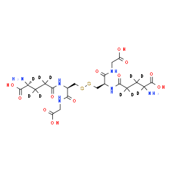 ChemSpider 2D Image | (2S)-5,5'-[Disulfanediylbis({(2R)-3-[(carboxymethyl)amino]-3-oxo-1,2-propanediyl}imino)]bis[2-amino-5-oxo(~2~H_5_)pentanoic acid] (non-preferred name) | C20H22D10N6O12S2