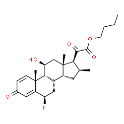 ChemSpider 2D Image | Butyl (6beta,9beta,11beta,14beta,16beta)-6-fluoro-11-hydroxy-16-methyl-3,20-dioxopregna-1,4-dien-21-oate | C26H35FO5