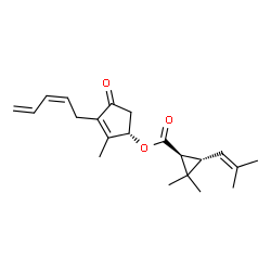 ChemSpider 2D Image | (1S)-2-Methyl-4-oxo-3-[(2Z)-2,4-pentadien-1-yl]-2-cyclopenten-1-yl (1S,3S)-2,2-dimethyl-3-(2-methyl-1-propen-1-yl)cyclopropanecarboxylate | C21H28O3