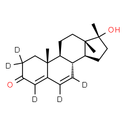 ChemSpider 2D Image | (17alpha)-17-Hydroxy-17-methyl(2,2,4,6,7-~2~H_5_)androsta-4,6-dien-3-one | C20H23D5O2