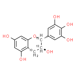 ChemSpider 2D Image | (2R,3R)-2-(3,4,5-Trihydroxyphenyl)-3,5,7-(2,3,4-~13~C_3_)chromanetriol | C1213C3H14O7